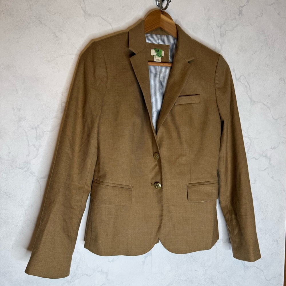 J. Crew wool schoolboy blazer jacket in camel tan